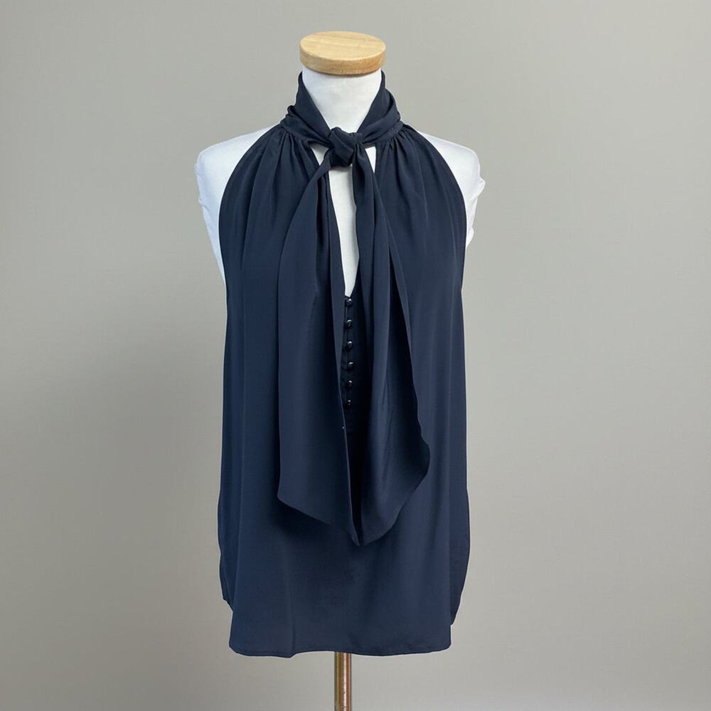 Marc by Marc Jacobs navy sleeveless silk blouse, size L
